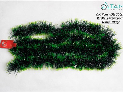 Dây đuôi chồn Noel xanh trơn ĐK 9cm dài 190cm X-DCH-02